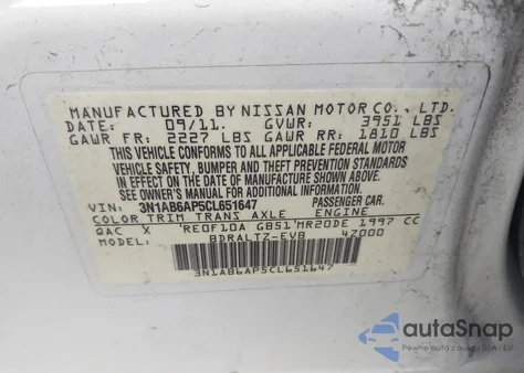 2012 Nissan Sentra 2.0 Sr from USA, damaged, VIN 3N1AB6AP5CL651647